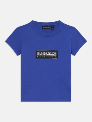 T-shirt z nadrukiem Napapijri niebieski
