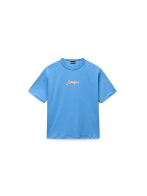 T-shirt z nadrukiem Napapijri niebieski