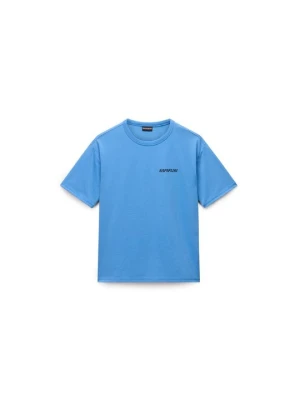 T-shirt z nadrukiem Napapijri niebieski