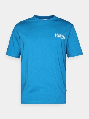 T-shirt z nadrukiem Napapijri niebieski