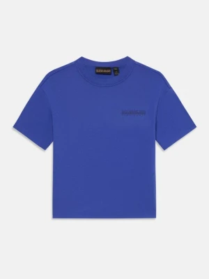 T-shirt z nadrukiem Napapijri niebieski