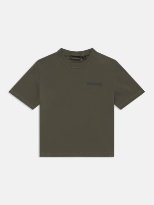 T-shirt z nadrukiem Napapijri zielony
