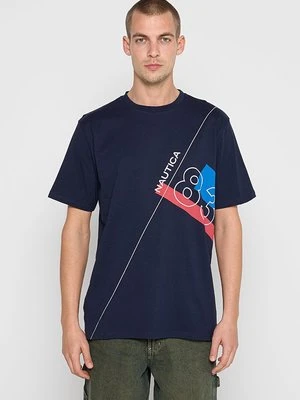 T-shirt z nadrukiem Nautica granatowy