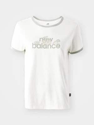 T-shirt z nadrukiem New Balance mleczny