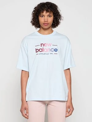 T-shirt z nadrukiem New Balance niebieski