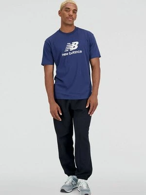 T-shirt z nadrukiem New Balance granatowy