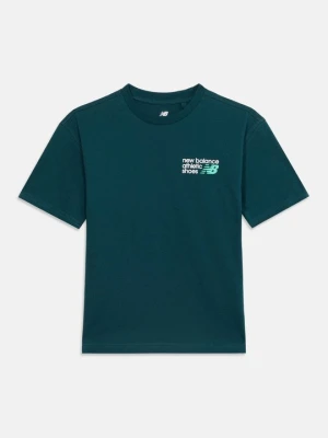 T-shirt z nadrukiem New Balance ciemnozielony