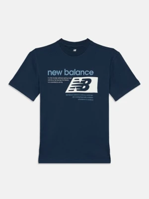T-shirt z nadrukiem New Balance granatowy