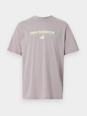 T-shirt z nadrukiem New Balance jasnoszary melanż