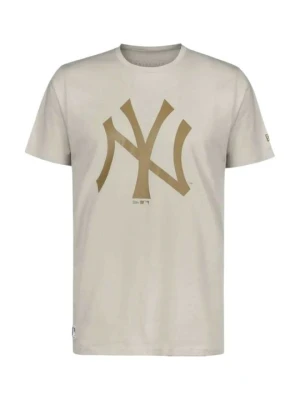 T-shirt z nadrukiem New Era beżowy