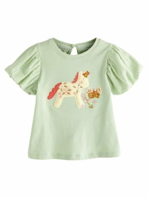 T-shirt z nadrukiem Next zielony