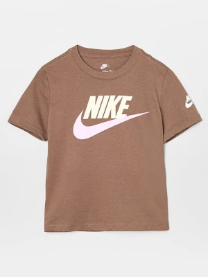 T-shirt z nadrukiem Nike brązowy