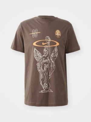T-shirt z nadrukiem Nike brązowy