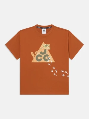 T-shirt z nadrukiem Nike brązowy