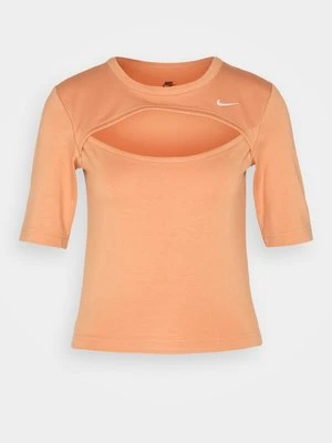 T-shirt z nadrukiem Nike brązowy
