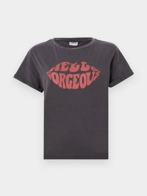 T-shirt z nadrukiem Noisy May antracytowy melanż