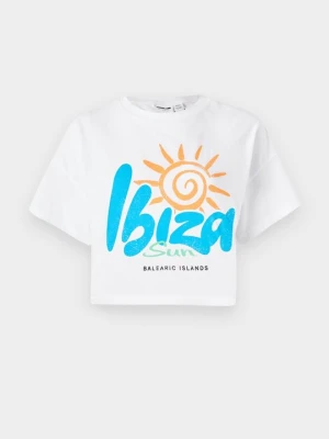 T-shirt z nadrukiem Noisy May biały