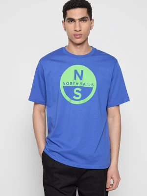T-shirt z nadrukiem North Sails niebieski