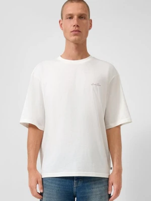 T-shirt z nadrukiem o luźnym kroju QS kremowy