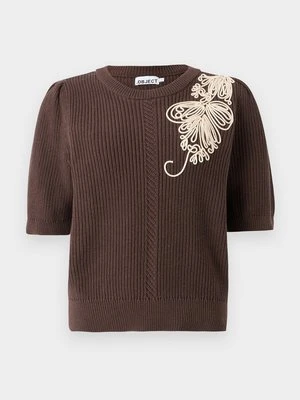 T-shirt z nadrukiem Object brązowy