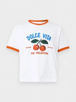 T-shirt z nadrukiem On Vacation biały