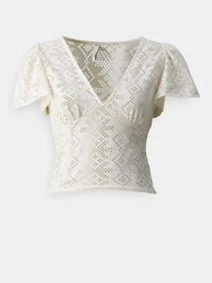 T-shirt z nadrukiem Only mleczny