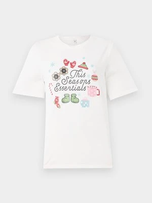 T-shirt z nadrukiem Only mleczny