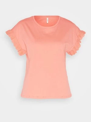 T-shirt z nadrukiem Only morelowy