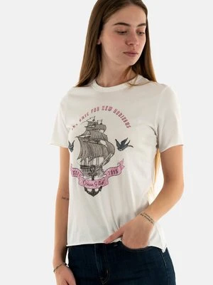 T-shirt z nadrukiem Only mleczny