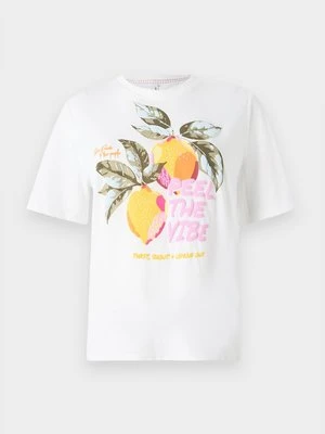 T-shirt z nadrukiem Only mleczny