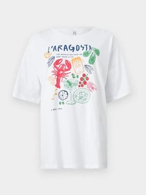 T-shirt z nadrukiem Only biały