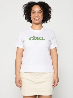 T-shirt z nadrukiem Only biały