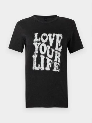 T-shirt z nadrukiem Only czarny