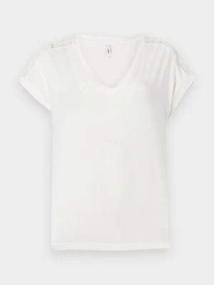 T-shirt z nadrukiem Only mleczny