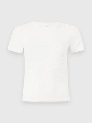 T-shirt z nadrukiem Only beżowy