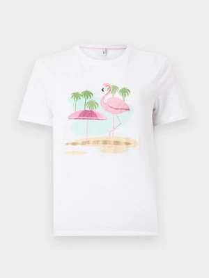 T-shirt z nadrukiem Only biały