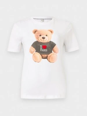 T-shirt z nadrukiem Only biały