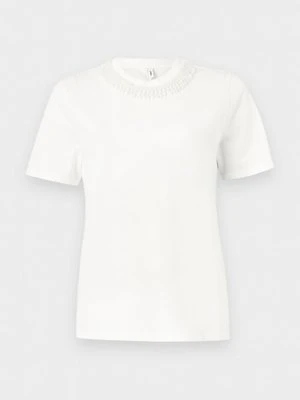 T-shirt z nadrukiem Only mleczny