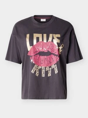T-shirt z nadrukiem ONLY Carmakoma szary