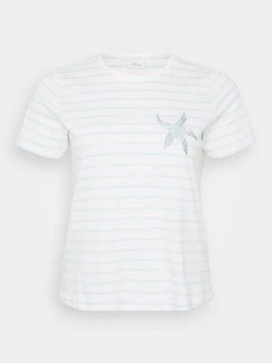 T-shirt z nadrukiem ONLY Carmakoma mleczny
