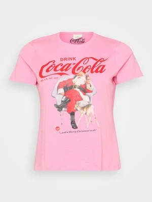 T-shirt z nadrukiem ONLY Carmakoma różowy