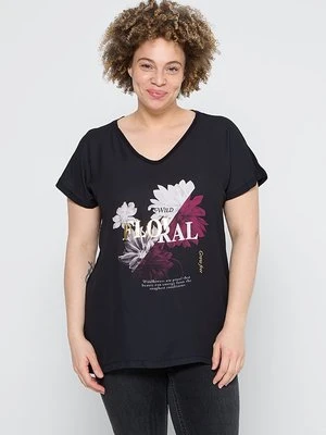 T-shirt z nadrukiem ONLY Carmakoma czarny