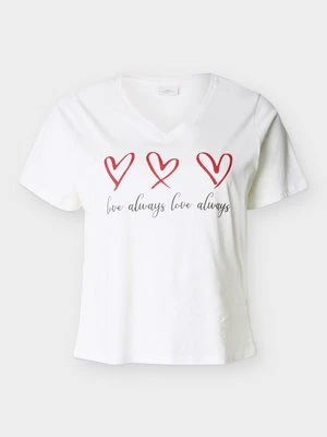 T-shirt z nadrukiem ONLY Carmakoma mleczny