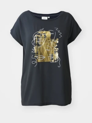 T-shirt z nadrukiem ONLY Carmakoma granatowy