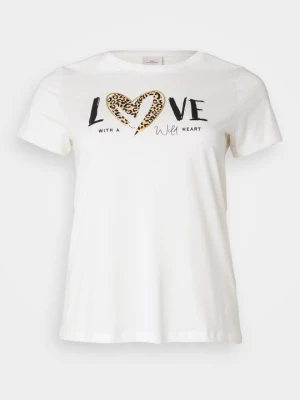 T-shirt z nadrukiem ONLY Carmakoma mleczny