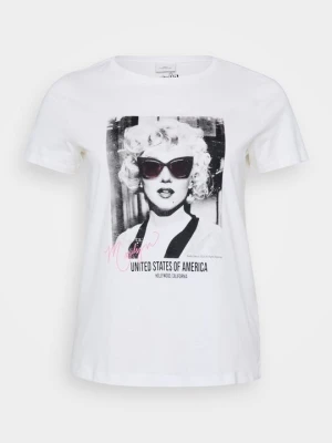 T-shirt z nadrukiem ONLY Carmakoma mleczny