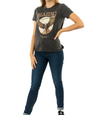 T-shirt z nadrukiem Only czarny