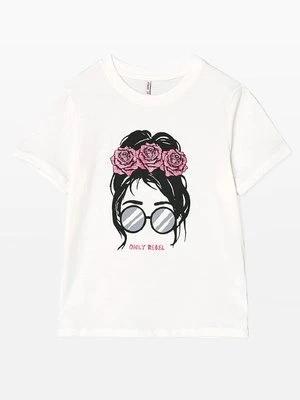 T-shirt z nadrukiem ONLY GIRLS mleczny