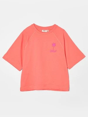 T-shirt z nadrukiem ONLY GIRLS koralowy