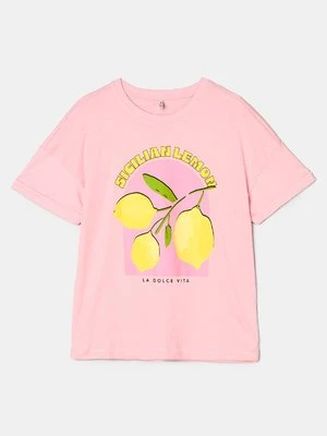 T-shirt z nadrukiem ONLY GIRLS różowy